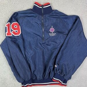 Vintage Northern League Baseball Player Issued #19 1/4 Zip Jacket Coat Sz Large